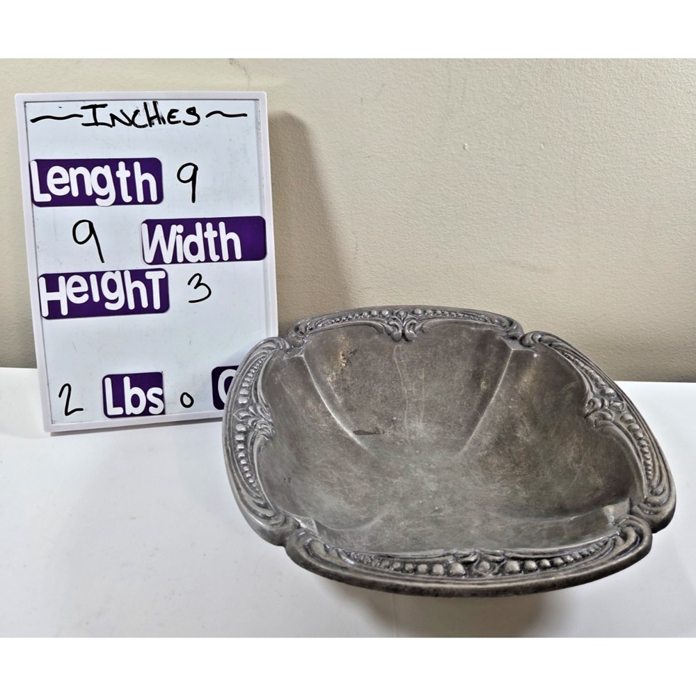 Wilton‎ Armetale Belle Mont 9" Square Metal Serving Bowl Pewter Heavy